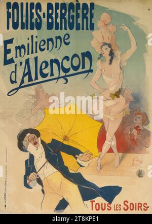 FOLIES-BERGÈRE; Emilienne d'Alencon, Jules Chéret, Parigi 1836 - 1932 Nizza, 1893, stampa, litografia a colori, foglio: 810 mm x 590 mm, destra. Punzone in gomma Foto Stock