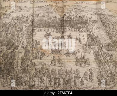 Descrizione dettagliata e breve della processione vecchia e giovane ...: Il torneo di cavalli in campo aperto, Equestris pedoni pugnae icon, Anonymous, 1563, stampa, incisione, foglio: 40,1 x 51,5 cm Foto Stock