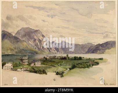 Castello di Orth sul Lago Traunsee, Rudolf von Alt (Vienna 1812 - 1905 Vienna), 1861, disegno, matita, acquerello, 27,8 x 37,7 cm, in basso a destra L. 1188 Plach; verso: L. 1108 Gsell (timbro da collezione), sinistra e destra '28306 Foto Stock