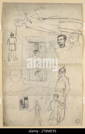 Caricatura, Cecil van Haanen (Vienna 1844 - 1914 Vienna), disegno, matita, 47,7 x 30 cm Foto Stock