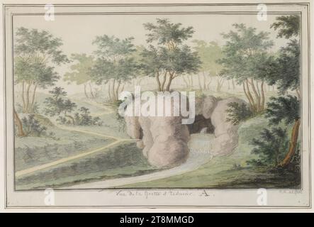 Vista della grotta e del serbatoio, Herzog Albert von Sachsen-Teschen (Moritzburg 1738 - 1822 Vienna), 1782, disegno, matita, inchiostro, penna, acquerello, 23,5 x 35,4 cm, m.u. 'Vista della grotta e del serbatoio A Foto Stock