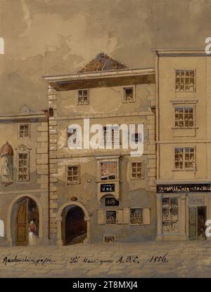 Rauhensteingasse. The ABC House, Moritz Leybold (Vienna 1806 - 1857 Vienna), 1856, disegno, acquerello, 16,9 x 13 cm, centro sotto: 'Rauhensteingasse. La casa dell'A.B.C. 1856 Foto Stock