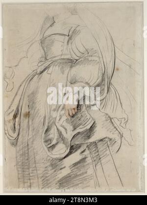 Studio delle vesti, Peter Paul Rubens (Siegen 1577 - 1640 Anversa), intorno al 1637, disegno, gesso nero, gesso rosso, arricchito con gesso bianco, 41,4 x 30,7 cm, duca Alberto di Sassonia-Teschen Foto Stock