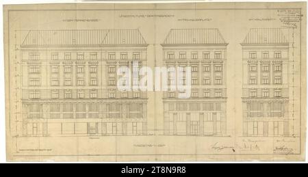 House on Michaelerplatz (Goldman & Salatsch business premises, Looshaus), Vienna I., Michaelerplatz 3, ristrutturazione di facciate, 1910, disegno architettonico, stampa, 432 x 821 mm Foto Stock