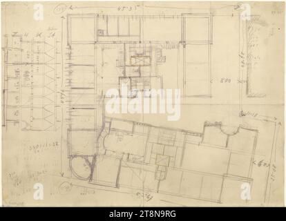 Sviluppo dei terreni di Modena, Vienna III., Salesianergasse/Strohgasse/Reisnerstrasse/Beatrixgasse, planimetria e sezione, 1922, disegno architettonico, carta da disegno; matita, 284x391 mm Foto Stock