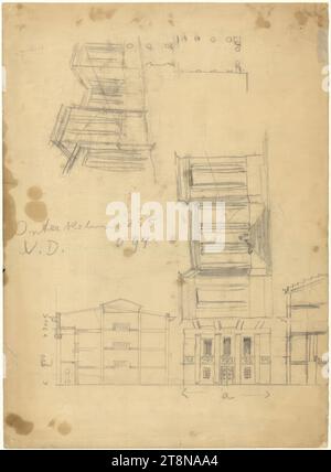 Sviluppo dei terreni orticoli, Vienna I., Parkring, posizioni di colonne, sezione, vista, 1917, disegno architettonico, carta da disegno; matita, 392 x 287 mm Foto Stock
