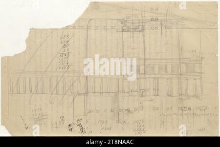 Sviluppo dei terreni orticoli, Vienna I., Parkring, posizione delle colonne, vista, piano terra, 1917, disegno architettonico, carta; matita, 211 x 340 mm Foto Stock