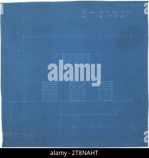 villa dr. Ing Frantisek e Milada Müller, Praga, XVIII, Stresovicka 842 (ora 820), Repubblica Ceca, vista principale, 1928-1930, disegno architettonico, blueprint, 33,9 x 34,4 cm Foto Stock