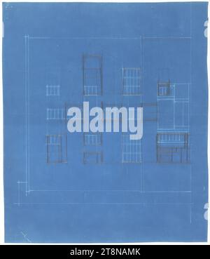 villa dr. Ing Frantisek e Milada Müller, Praga, XVIII, Stresovicka 842 (ora 820), Repubblica Ceca, vista posteriore, 1928-1930, disegno architettonico, blueprint, 36,2 x 30,9 cm Foto Stock