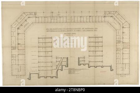 Scuola Foresta Nera i, Semmering, comune di Breitenstein, bassa Austria (sul pendio del Pinkenkogel), III Codice 1911-1912, disegno architettonico, stampa planimetrica a colori, 748 x 1212 mm Foto Stock