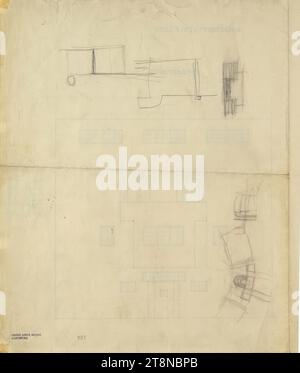 House of Hans and Anny Moller, Vienna XVIII, Starkfriedgasse 19, Pencil sketches, agosto 1927, 1927, disegno architettonico, matita, 419 x 640 mm Foto Stock