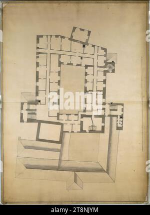 Laxenburg, Altes Schloß, 3° piano, piano terra, indefinito, piano, carta; disegno a penna; nero, penna grigia, lavaggio grigio; verso: penna nera, 71,1 x 52,2 cm Foto Stock