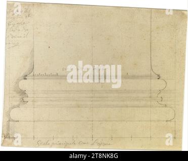 Roma, foro di Augusto, Tempio di Marte Ultore, base colonna, 1627-1628, disegno architettonico, costruzione in scanalature cieche, disegno, scale e iscrizione in grafite, 17,5 x 21,7 cm Foto Stock