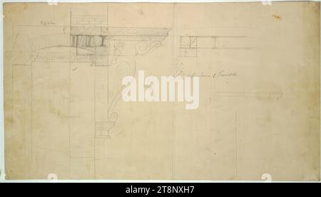 Vienna i, Bösendorferstraße 13, Palais Lützow, costruzione consolle per balconi, sezione, Carl von Hasenauer (Vienna 1833 - 1894 Vienna), circa 1870, pianta, matita, 368 x 666 mm Foto Stock
