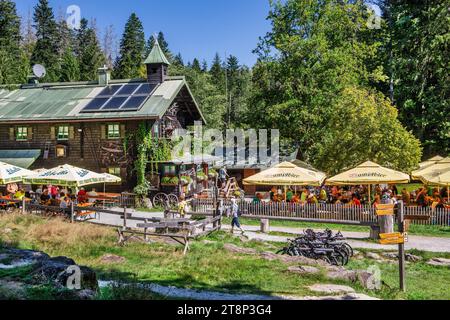 Pensione storica Trifterklause Schwellhaeusl presso il Parco Nazionale della Foresta Bavarese, Bayerisch-Eisenstein, Foresta Bavarese, bassa Baviera, Baviera Foto Stock