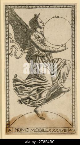 L'Angelo della Nona sfera, Maestro della serie "S" di Tarocchi, c. 1485, Stampa, incisione su lastra Foto Stock