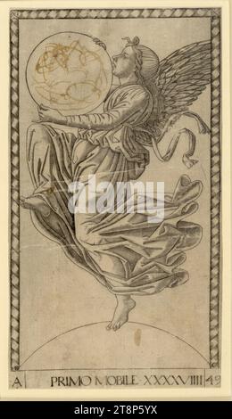 L'angelo della nona sfera, serie e Ferrara, Maestro di Tarocchi, prima del 1467, stampa, incisione in rame Foto Stock