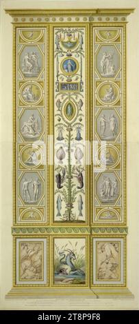 Logge di Raffaello in Vaticano: Pilastro IX B, esterno (cavallino), 1774, stampa, incisione in rame colorato, foglio: 107 x 48,3 cm, l.o. '#1 Foto Stock