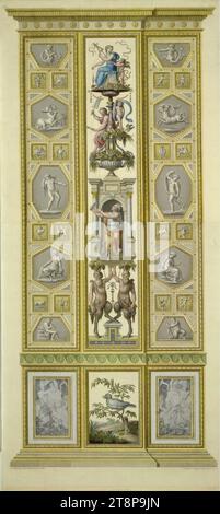 Logge di Raffaello in Vaticano: Pilastro, 1776, stampa, incisione in rame colorato, foglio: 106,4 x 48 cm, l.o. 'N°9 Foto Stock