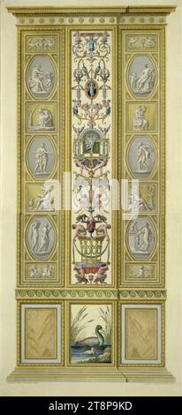 Logge di Raffaello in Vaticano: Pilastro (anatre), 1775, stampa, incisione in rame colorato, foglio: 106,1 x 48,4 cm, l.o. 'N°7 Foto Stock