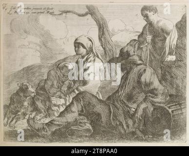 Il resto dei poveri, Sébastien Bourdon (Montpellier 1616 - 1671 Parigi), stampa, incisione, foglio: 13 x 17,3 cm Foto Stock