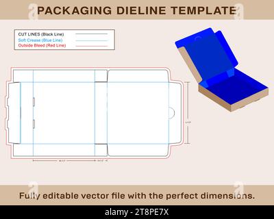 File vettoriale modificabile modello linea piastra Pizza Box Illustrazione Vettoriale