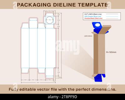 File vettoriale modificabile modello linea sottile della scatola tubo cosmetica. Illustrazione Vettoriale