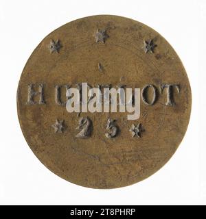 Halles et marchés de Paris: Hudelot, Ancien Régime, Numismatic, Token (numismatico), Bronzo, dimensioni - pezzo: diametro: 3 cm, peso (dimensione tipo): 10,04 g. Foto Stock