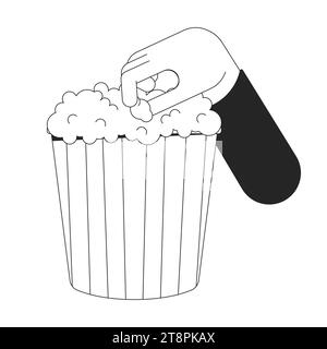 Illustrazione del contorno della mano umana per afferrare i popcorn della benna Illustrazione Vettoriale
