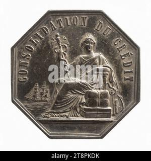 Sicurezza commerciale: Assicurazione mutua e a premi fissi contro il fallimento, 19th Century, Numismatics, Token (numismatica), Silver, dimensioni del pezzo: diametro: 2,9 cm, peso (tipo dimensione): 9,55 g Foto Stock