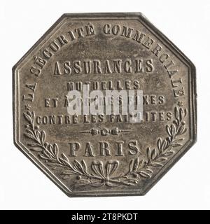 The Commercial Security: Mutua e fissa assicurazione contro il fallimento, 19th Century, Numismatic, Token (numismatico), Silver, dimensioni - pezzo: diametro: 2,9 cm, peso (dimensione tipo): 9,55 g. Foto Stock