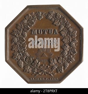 Associazione diretta tra produttori di vigneti e consumatori, 1849, Baduel, incisore di medaglie, nel 1849, numismatico, a moneta (numismatico), rame, dimensioni - pezzo: diametro: 3,4 cm, peso (tipo dimensione): 19,99 g. Foto Stock