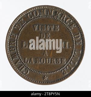 Visita di Napoleone III alla Borsa di Lille, 1853, barre, Jacques-Jean, incisore in medaglie, array, Numismatic, Mint, Lille, dimensioni - lavoro: diametro: 2,5 cm, peso (tipo dimensione): 5,65 g. Foto Stock