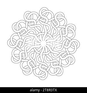 Pagina del libro da colorare Celtic Knot Mandala per l'interno del libro KDP. Petali pacifici, capacità di rilassarsi, esperienze cerebrali, paradiso armonioso, Ritratto pacifico Illustrazione Vettoriale