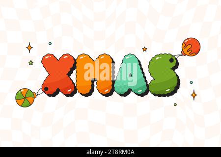 Adesivo natalizio natalizio. Giocattoli a colori Noel. Illustrazione Vettoriale