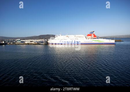 stena superfast vii belfast cairnryan ferry in porto presso il terminal stenaline porto di belfast, belfast, irlanda del nord, regno unito Foto Stock