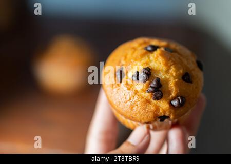 mini cupcake su un piatto di legno Foto Stock