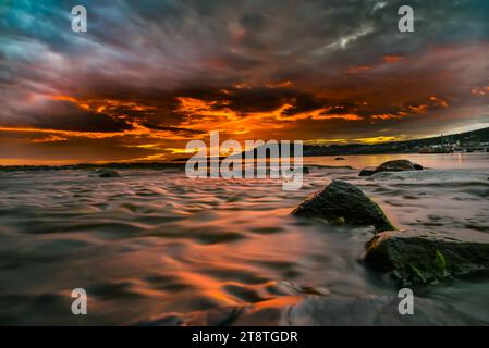 Tramonto a Rocky Harbour, Terranova, Canada Foto Stock