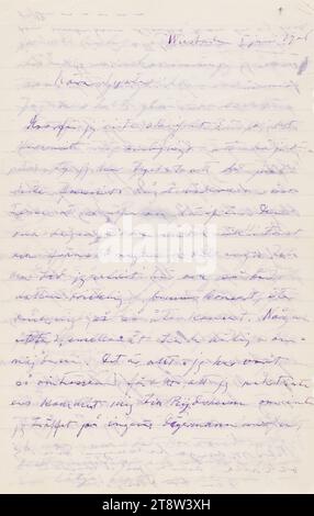 Lettere inviate, Hugo Simberg a sua sorella Blenda Simberg 5,6.1906, Wiesbaden Foto Stock