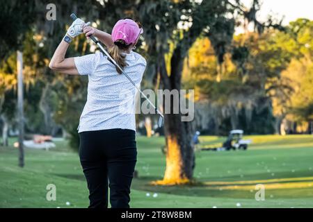 Campo pratica presso il campo da golf Yards di Ponte Vedra Beach, Florida. (USA) Foto Stock