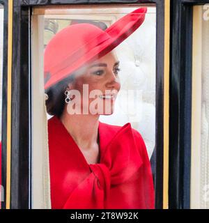 Londra, Regno Unito. 21 novembre 2023. Caterina, la Principessa di Galles, in carrozza con suo marito, il Principe di Galles accanto a lei. Le carrozze che trasportano la coppia presidenziale sudcoreana, il re e la regina e i membri della famiglia reale lungo il Mall sulla via del ritorno a Buckingham Palace. Il Presidente della Repubblica di Corea, sua Eccellenza Yoon Suk Yeol, accompagnato dalla signora Kim Keon Hee, fa una visita di Stato nel Regno Unito come ospite delle loro Maestà il Re e la Regina. Crediti: Imageplotter/Alamy Live News Foto Stock