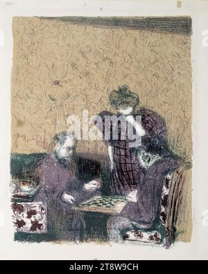 Edouard Vuillard, 11.11.1868, Cuiseaux, Saône-et-Loire, Francia, 21.6,1940, la Baule, Francia, Oaks Players, 33,8 x 26,4 cm, litografia Foto Stock