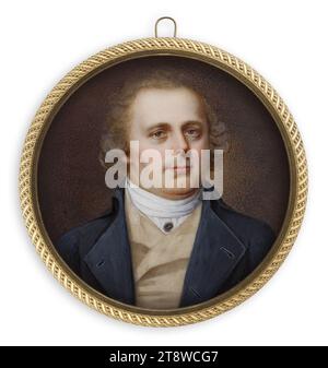 Liepmann Fraenckel, 1772, Meclemburgo (città), 1857, Copenaghen (città), ritratto di un uomo, 1792 - 1857, 6,2 x 6,2 cm, avorio Foto Stock