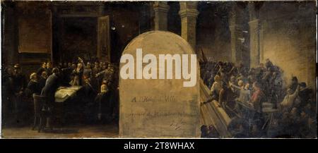 Bozzetto per il gabinetto del prefetto del Hôtel de Ville de Paris: L'invasione del Hôtel de Ville da parte dei battaglioni di Belleville, Noro, Jean-Baptiste, Painter, nel 1889, IV quarto del XIX secolo, pittura, pittura ad olio, tela, altezza: 47 cm, larghezza: 107 cm Foto Stock