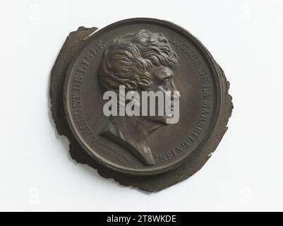 Claude-Joseph Rouget de Lisle (1760-1836), poeta e drammaturgo, 1833, Rogat, Emile, incisore di medaglie, Array, Numismatic, Medal Foto Stock