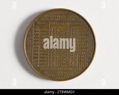 Calendario dell’anno V, 1796, Tiolier, Pierre-Joseph, incisore in medaglie, array, Numismatic, Medal, Weight (tipo dimensione): 41,5 g, diametro: 4,5 cm Foto Stock