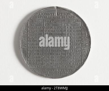 Calendario dell’anno V, 1796, Tiolier, Pierre-Joseph, incisore in medaglie, array, Numismatic, Medal, peso (dimensione tipo): 24,68 g, diametro: 4,5 cm Foto Stock