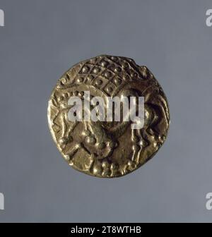 Classe i Parisii stater, Anonimo, incisore in medaglie, tra il -100 e -1, i secolo a.C. AD, Numismatica, valuta, dimensioni - pezzo: Diametro: 2 cm, peso (tipo dimensione): 7,25 g. Foto Stock