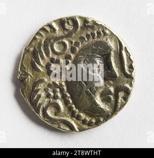 Classe i Parisii stater, Anonimo, incisore in medaglie, tra il -100 e -1, i secolo a.C. AD, Numismatica, valuta, dimensioni - pezzo: Diametro: 2 cm, peso (tipo dimensione): 7,25 g. Foto Stock