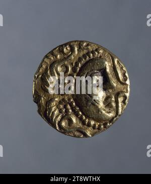 Classe i Parisii stater, Anonimo, incisore in medaglie, tra il -100 e -1, i secolo a.C. AD, Numismatica, valuta, dimensioni - pezzo: Diametro: 2 cm, peso (tipo dimensione): 7,25 g. Foto Stock